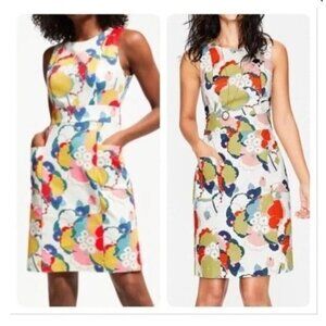 Boden Retro Floral Pocket Mod‎ Sheath Dress Sz 6R Classic Colorful Vintage Vibes